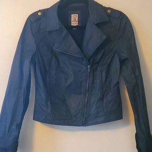 Ladies pu leather look moto jacket